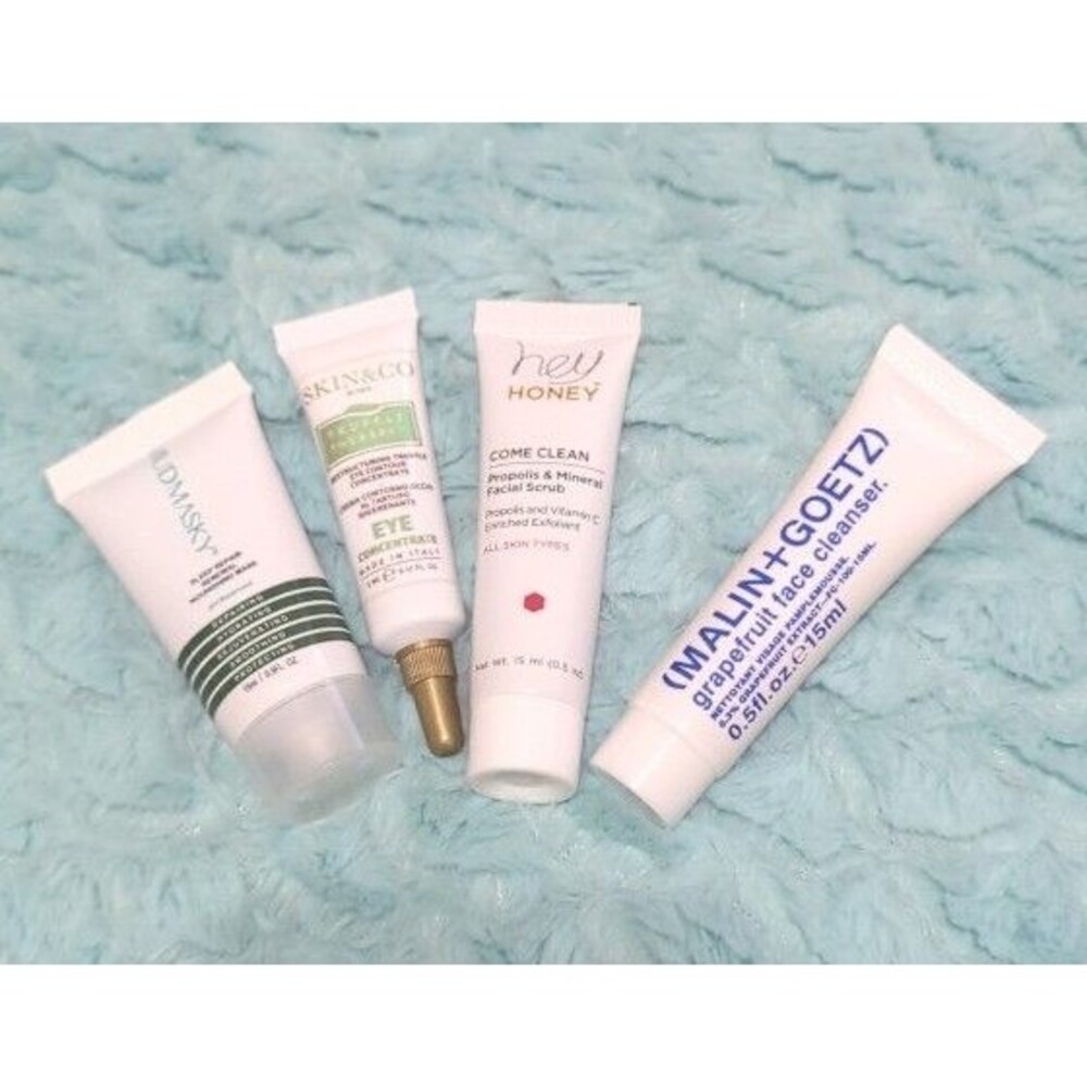 Skincare Bundle Cleanser Scrub Eye Serum Mask 4 pack NEW